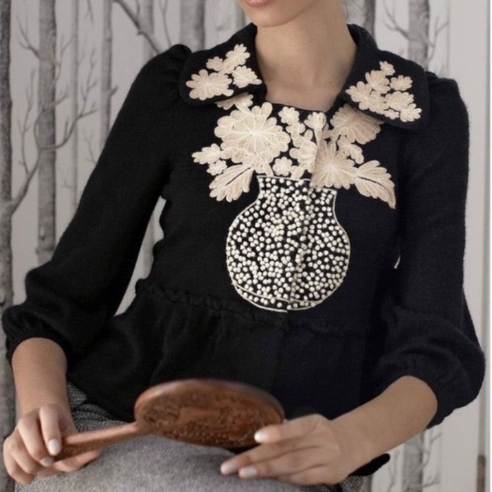 Leifsdottir embroidered peplum cardigan